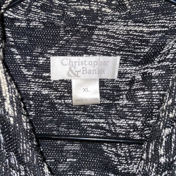 Christopher & Banks Black & White Textured Button-Up Womens Jacket XL - Picture 3 of 7